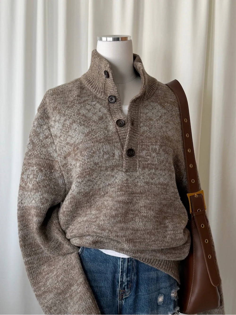 Banana Republic Extra Fine Merino Wool Sweater Large Mock Neck Sweater